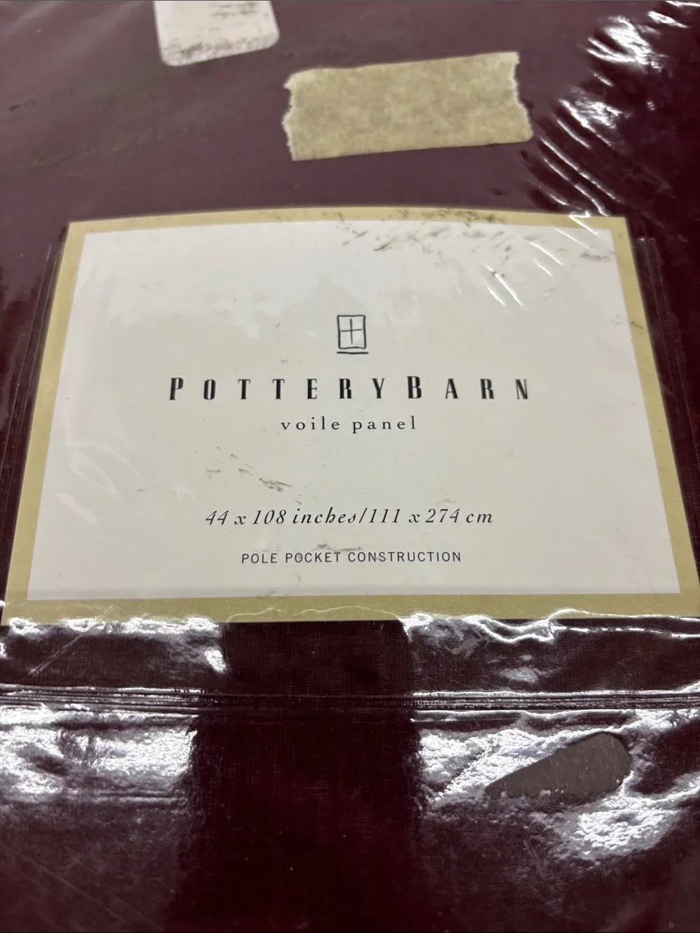 NWT Pottery Barn Burgundy Voile Curtain Panel